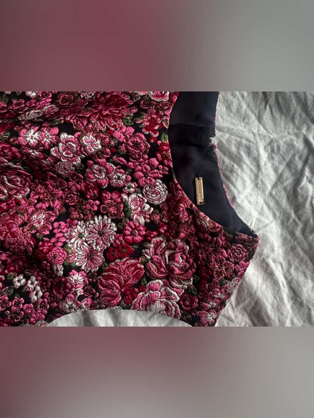 Adam Lippes Floral Brocade Sleeveless Dress Pink Black Size 2 - Picture 5 of 11